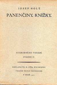 111625. Holý, Josef – Panenčiny knížky