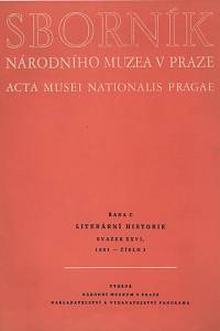 66792. Sborník Národního muzea v Praze, Řada C - Literární historie, Svazek XXVI., číslo 1 (1981)