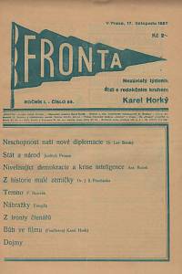 127647. Fronta, Nezávislý týdeník, Ročník I., číslo 25 (17. listopadu 1927)