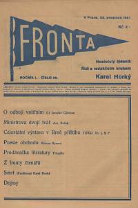 126803. Fronta, Nezávislý týdeník, Ročník I., číslo 30 (22. prosince 1927)
