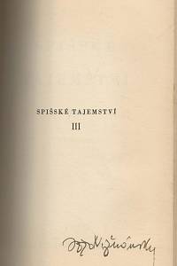 Nižnánský, Jožo – Spišské tajemství, román (podpis)