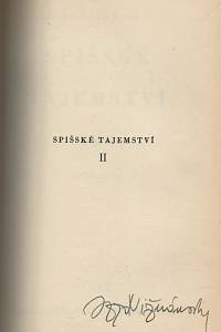 Nižnánský, Jožo – Spišské tajemství, román (podpis)