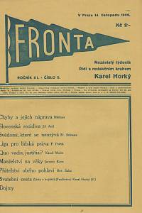 61978. Fronta, Nezávislý týdeník, Ročník III., číslo 5 ( 14. listopadu 1929)