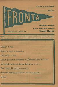 132474. Fronta, Nezávislý týdeník, Ročník III., číslo 12 (2. ledna 1930)