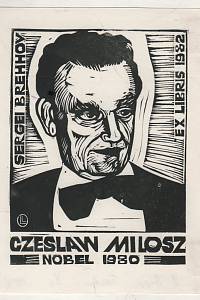 207727. Czeslaw Milosz (Nobel 1980), Sergei Brehorov ex libris 1982