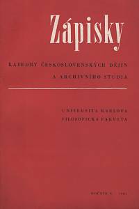 135139. Zápisky katedry československých dějin a archivního studia. Ročník V. (1961)