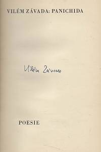 Závada, Vilém – Panichida, poesie (podpis)