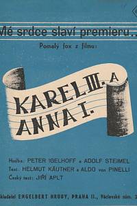 142242. Käutner, Helmut / Pinelli, Aldo von / Igelhoff, Peter / Steimel, Adolf / Aplt, Jiří – Mé srdce slaví premieru..., Pomalý fox z filmu: Karel III. a Anna I.