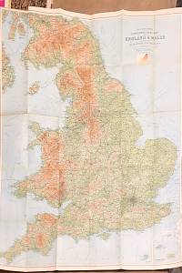 Bartholomew's Contoured Road Map of England &amp; Wales showing main roads and ralways (scale 10 Miles to an Inch)