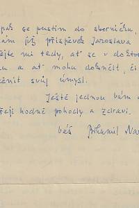 Novák, Bohumil – 6. listopadu 1976 Vážená a milá přítelkyně ... Váš Bohumil Novák