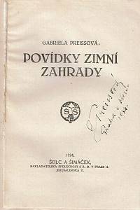 Preissová, Gabriela – Povídky zimní zahrady (podpis)