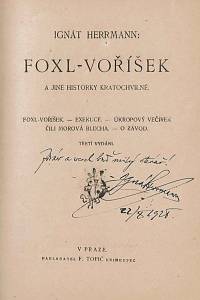 Herrmann, Ignát – Foxl-Voříšek a jiné historky kratochvílné (podpis)