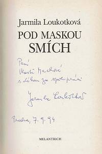 Loukotková, Jarmila – Pod maskou smích (podpis) 