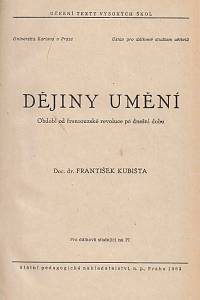 Kubišta, František – Dějiny umění, Období od francouzské revoluce po dnešní dobu