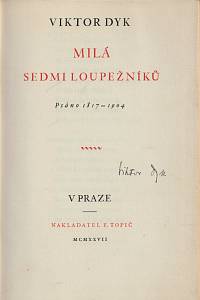 Dyk, Viktor – Milá sedmi loupežníků, Psáno 1897-1904 (podpis)