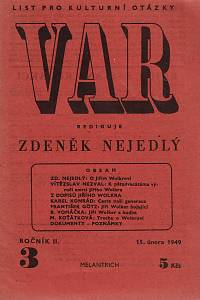 155253. Var, List pro kulturní otázky, Ročník II., číslo 3 (1949)