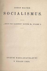 Macek, Josef – Socialismus