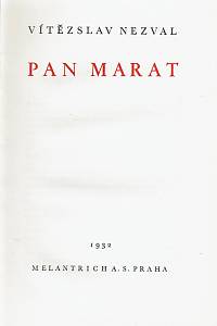 Nezval, Vítězslav – Pan Marat