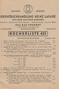 156102. Orientbuchhandlung Heinz Lafaire – Bücherliste 421