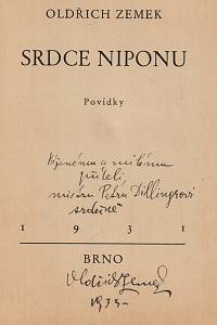 Zemek, Oldřich – Srdce Niponu : povídky (podpis)