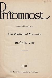 Peroutka, Ferdinand (red.) – Přítomnost, Nezávislý týdeník, Ročník VIII. (1931)