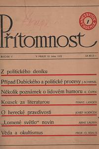 Peroutka, Ferdinand (red.) – Přítomnost, Nezávislý týdeník, Ročník VI. (1929)