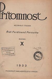 Peroutka, Ferdinand (red.) – Přítomnost, Nezávislý týdeník, Ročník X. (1933)