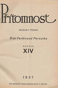 Peroutka, Ferdinand (red.) – Přítomnost, Nezávislý týdeník, Ročník XIV. (1937)