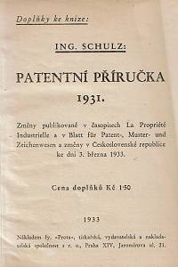 Schulz, Karel – Patentní příručka pro patentování vynálezů v ČSR a v cizině