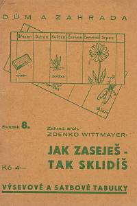 157090. Wittmayer, Zdenko – Jak zaseješ - tak sklidíš, Výsevové a satbové tabulky