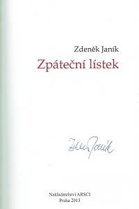 Janík, Zdeněk – Zpáteční lístek (podpis)