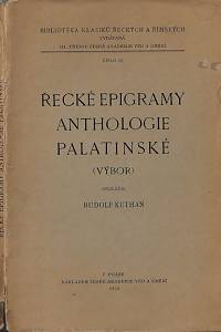 62188. Řecké epigramy Anthologie Palatinské : (výbor)