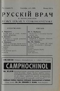 Русский врач в Чехословакии = Ruský lékař v Č.S.R. : měsíčník pro vědecké a stavovské zájmy ruských lékařů čsl. státní příslušnosti. Ročník I., číslo 1-2 (1934), ročník II. číslo 1-12 (1935)