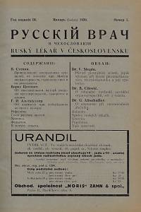 157919. Русский врач в ЧехословакІн = Ruský lékař v Československu : měsíčník spolku ruských lékařů, příslušníků ČSR. Ročník III., číslo 1-12 + příloha (1936)