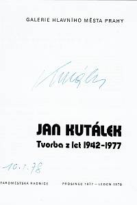 Krejčí, Milan – Jan Kutálek, Tvorba z let 1942-1977 (podpis)