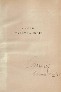 Novák, Václav Archibald – Tajemná Indie : cestopisný román (podpis)