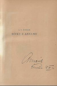 Novák, Václav Archibald – Dívky z Annamu : povídky z Indočíny (podpis)