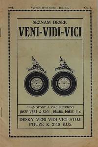 158801. Seznam desek Veni-Vidi-Vici. Roč. IX., č. 1 (1911)