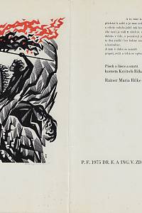 Rilke, Rainer Maria  / Cinybulk, Vojtěch – Píseň o lásce a smrti korneta Kryštofa Rilka, P.F. 1975 Dr. E. a Ing. V. Zděnovcovi