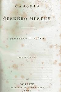 Časopis Českého museum, Dewatenáctý ročník (1845)