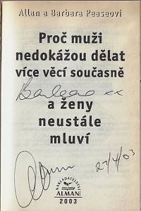 Pease, Allan / Pease, Barbara – Proč muži nedokážou dělat více věcí současně a ženy neustále mluví (podpis)