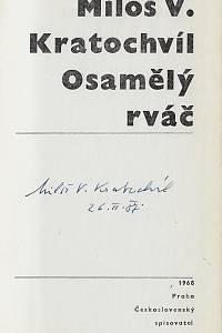 Kratochvíl, Miloš Václav – Osamělý rváč (podpis)