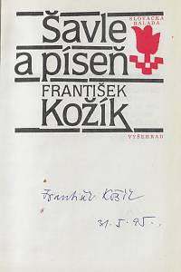 Kožík, František – Šavle a píseň : slovácká balada (podpis)