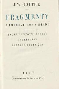 Goethe, Johann Wolfgang von – Fragmenty a improvisace z mládí