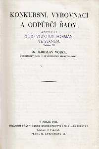 Voska, Jaroslav – Konkursní, vyrovnací a odpůrčí řády