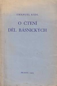 159786. Rádl, Emanuel – O čtení děl básnických