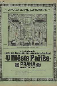 160027. C. a k. dvorní obchodní dům se zbožím ozdobným s hračkami U města Paříže v Praze, Celetná ul. č. 15 : obrázkový seznam zboží ozdobného. XI.D, číslo 3