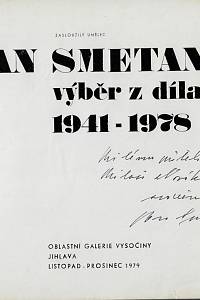 Kotalík, Jiří / Hrabal, Bohumil – Zasloužilý umělec Jan Smetana : výběr z díla 1941-1978 (podpis)