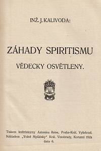 Kalivoda, J. – Záhady spiritismu vědecky osvětleny