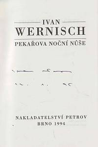 Wernisch, Ivan – Pekařova noční nůše (podpis)